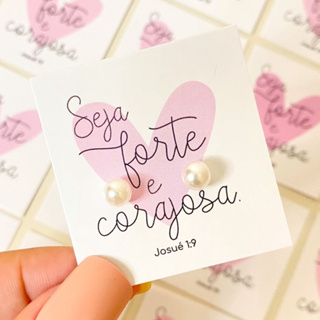 50 - 200 Pares Brinco de Perola + tag Mensagem Biblica Mimo para cliente