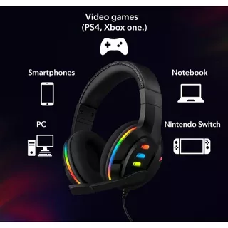 Headset Fone Gamer led rgb com microfone USB P2 Compatível com PC PS4 Xbos Computador Headphone