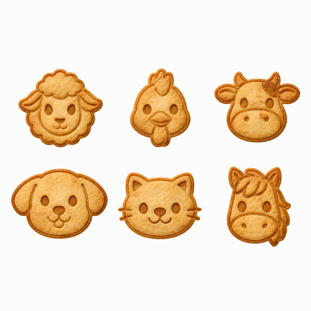Kit 6 Cortador Marcador Cookie Biscoito Animais Da Fazenda R