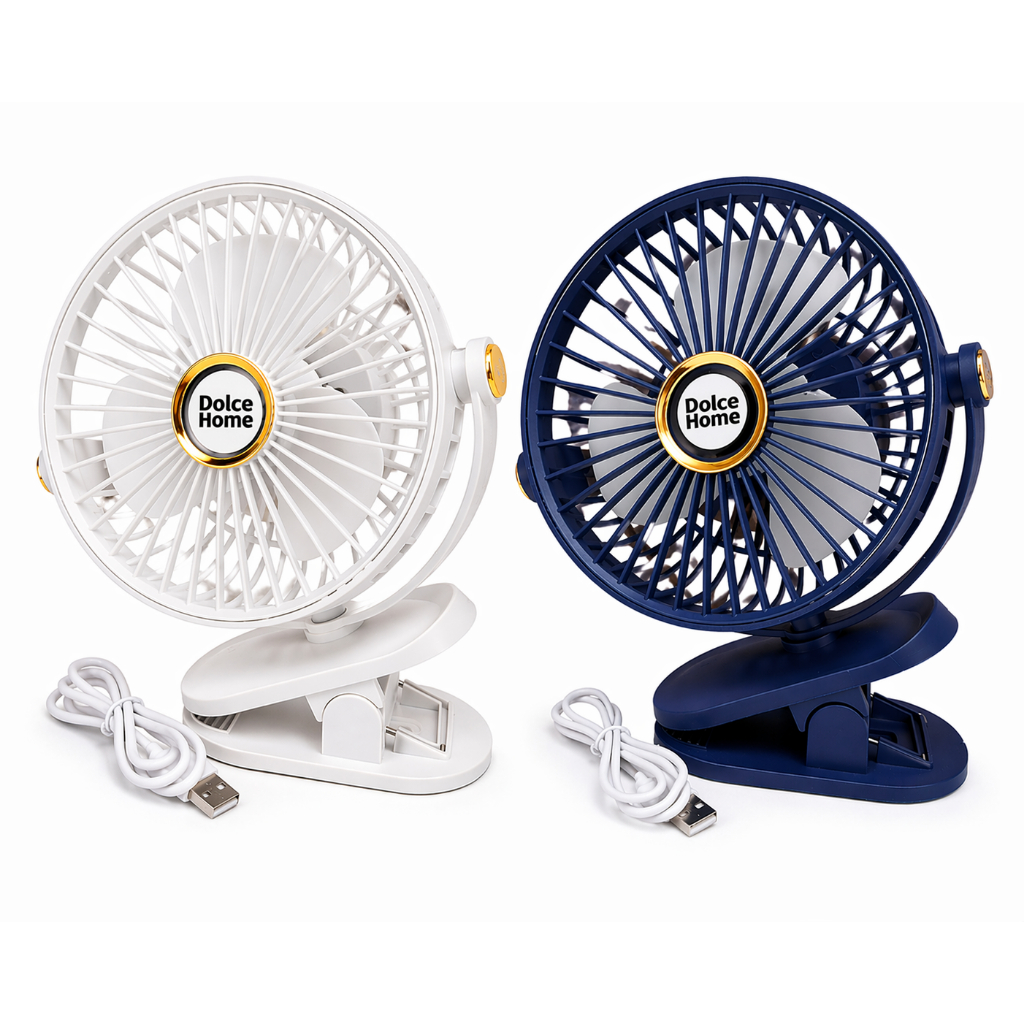 Mini Ventilador Portátil Clip USB Recarregável 5 Velocidades Silencioso