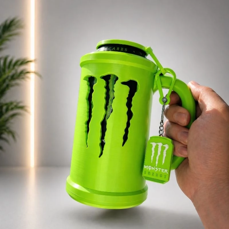 Kit Porta Lata Monster Energy com Alça + Tampa + Chaveiro Abridor | Suporte Térmico Energético - Imagem 4