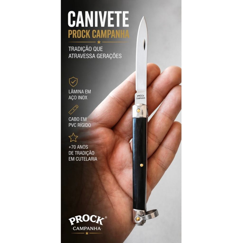 Canivete Prock Mineiro – Aço Inox | 16cm | Original de Campanha/MG