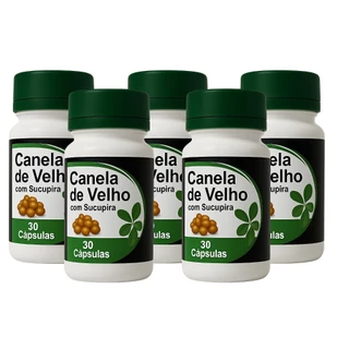 5 Potes Canela Suplemento Natural 30 Cápsulas