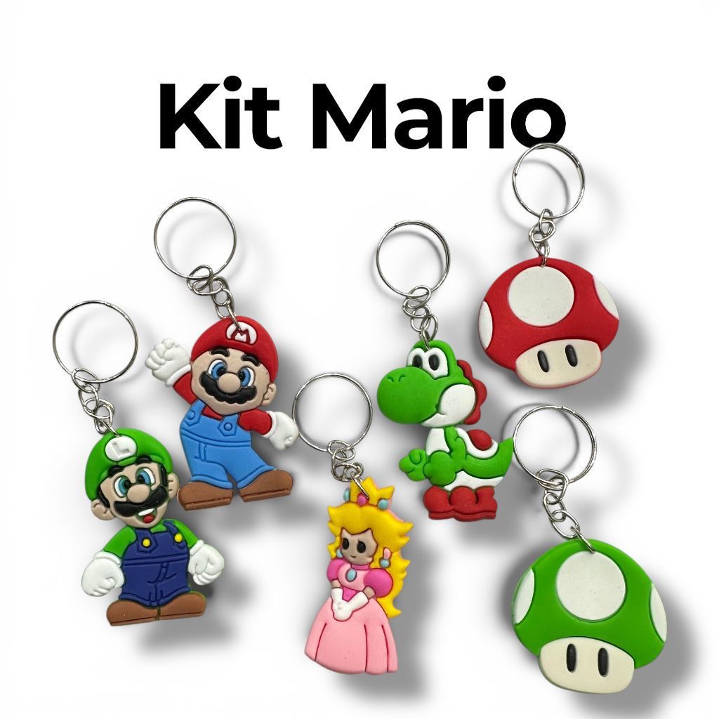 Lembrancinha Kit Chaveiro Mario Luigi Princesa Cogumelo Yoshi ...