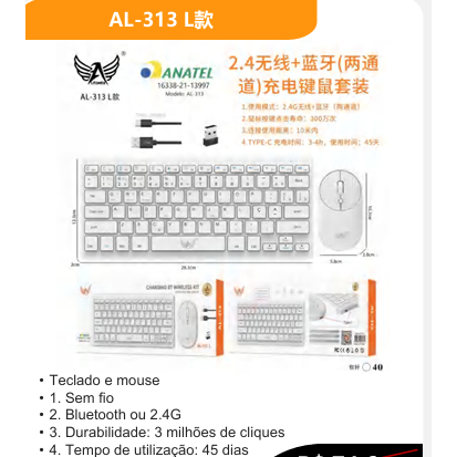 Original Kit Teclado E Mouse Sem Fio Wireless 2.4ghz 3200dpi