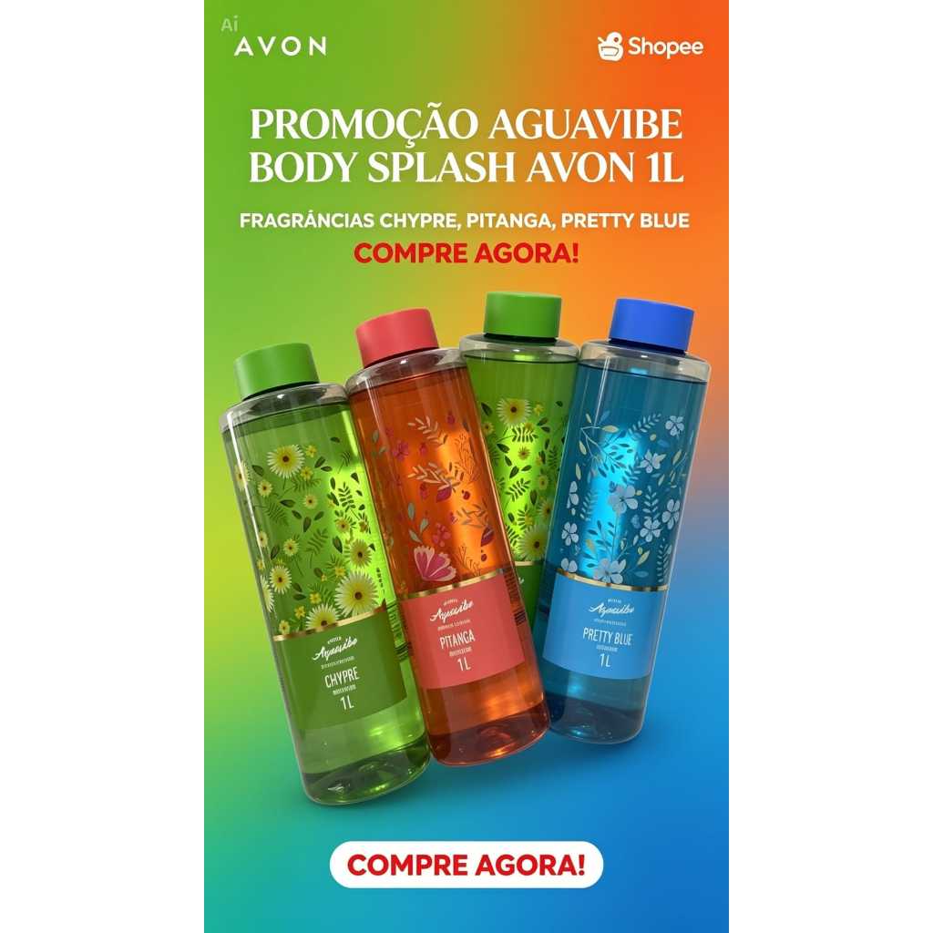 Body Splash Avon Aquavibe 1 Litro - Várias Fragrâncias - Original ...