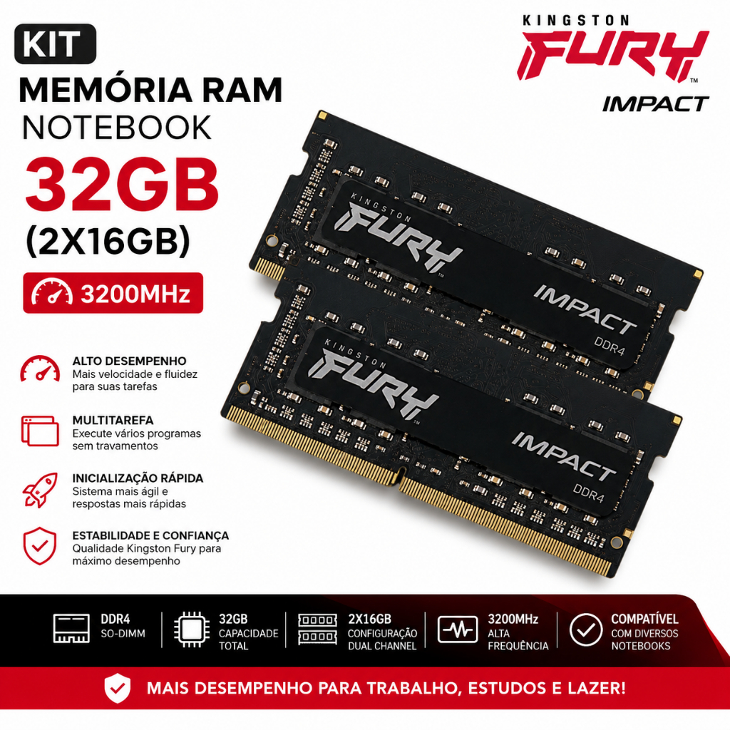 Kit Memória Crucial Ddr4 32gb(2x16gb) 2400mhz 1.2V Notebook em