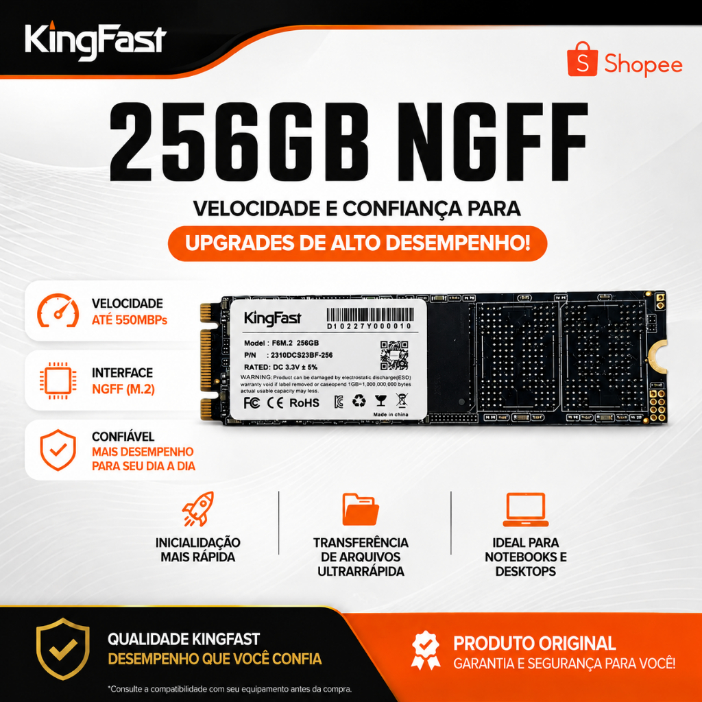 SSD M.2 SATA NGFF 128GB 256GB 512GB 1TB 2TB 2280 | Shopee Brasil