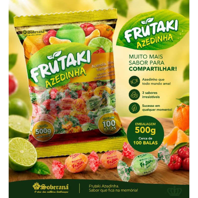 Pacote Bala Frutaki Azedinha Recheada 500g Soberana | Sabores Sortidos ...