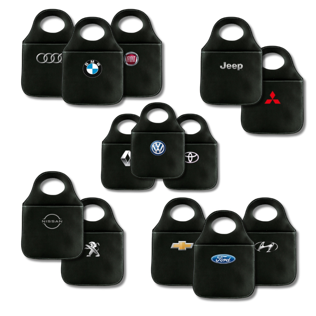 Lixeira Automotiva Porta Lixo Couro Reforçado Universal Fiat Volkswagen Chevrolet Ford Renault