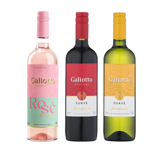 Kit 3 Vinho Galiotto 750 ml Rose Tinto Branco Suave Escolha seu kit