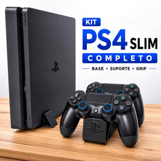 Base Apoio Vertical PS4 Slim + Suporte Controle Playstation 4 + Grip Analogico