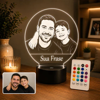 Luminária LED Personalizada Dia dos Pais Pai Decoração Presente Foto Família Multicores