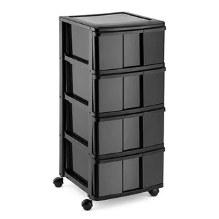 Gaveteiro Porta Tudo 4 Gavetas Com Rodas Organizador Multiuso Monte Líbano Cor Preto