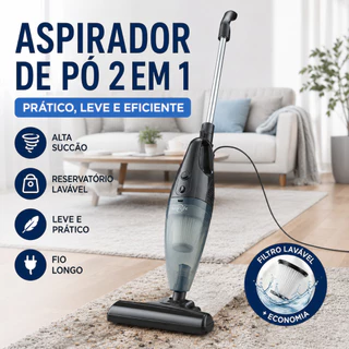Aspirador de Pó Vertical Portátil Sucção 14000Pa 127V Para Sofá Cama Tapete Cantos Uso Doméstico