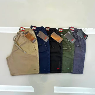Short Masculino Sarja Premium Com Elastano Cós Elástico Casual - Khalil Collection Original