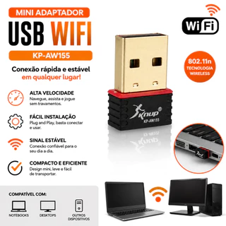 ADAPTADOR WIFI USB S/ANTENA NANO 2,4GHZ (KP-AW155) KNUP