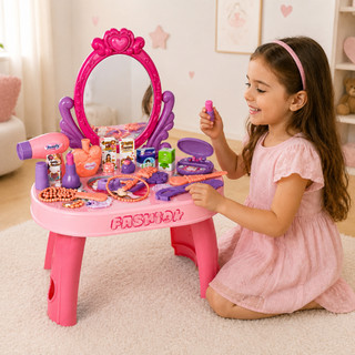 Penteadeira Infantil Princesas Com Espelho Kit Completo 30 Peças