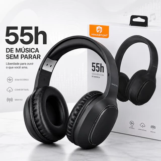 Fone Sem Fio Bluetooth Headphone Sem Fio Bluetooth 5.4 Over Ear Microfone Super Bass Bateria 55H Dobrável H'Maston SN30