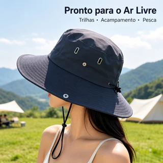 Chapéu de Sol Masculino e Feminino, Respirável, Dobrável, Ideal para Pesca e Trilhas