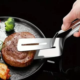 Espátula Pinça Dupla Inox 2 em 1 Pegador e Espátula de Cozinha Profissional Resistente Carne Pizza Lazanha Massas Pão