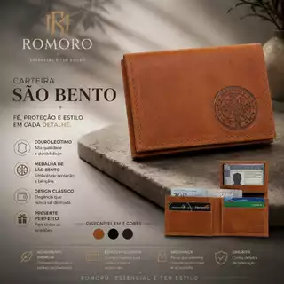 CARTEIRA MASCULINA SAO BENTO EM COURO LEGITIMO PORTA CARTAO WHISK MARROM PRETA COMPACTA
