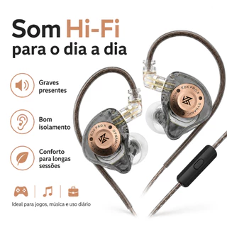 KZ EDX Pro X Original + Case Protetora | Fone Gamer Hi-Fi In Ear Retorno de Palco