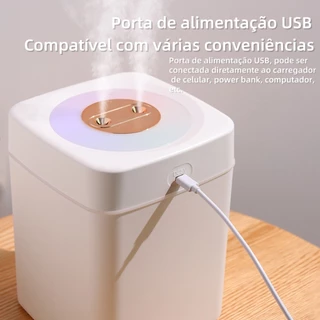 Umidificador de Ar 3000ml Ultrassônico Difusor Aromático Saída Dupla Luz LED Colorida Ultra Silencioso 36h de Funcioname