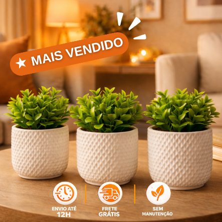 Vaso Planta Artificial Kit até 6 Unidades Sem ou Com Plantas Artificiais
