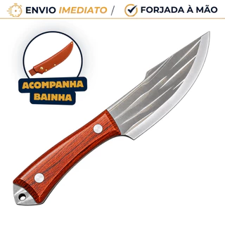 Faca para Desossa Artesanal Afiada de Cozinha e Churrasco Cutelo Forjada à Mão em Aço Inoxidável