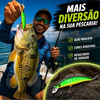 Kit 5 Iscas Artificiais Minnow 9cm 8g Meia Água com Garatéias para Robalo Tucunaré e Traíra