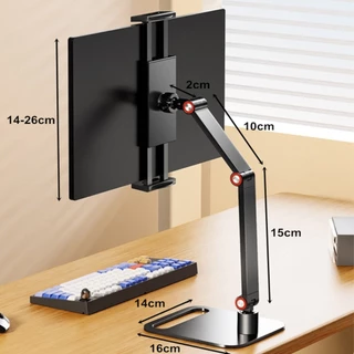 Suporte de Mesa Braço Articulado 360° Ajustável para Monitor Portátil, Tablet e Celular