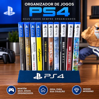 Suporte para 10 Jogos PS4 | Organizador Gamer Playstation 4 | Porta Games Premium