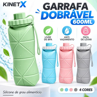 Garrafa De Água Dobrável 600ml Silicone Squeeze Retrátil Anti-vazamento Livre De BPA Para Academia Viagem Camping Esport