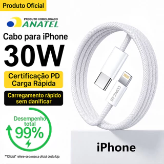 Cabo TIpo C para Lightning - Carregamento Rápido 30W 1M/2M Compatível com iPhone 14/13/12Mini/11 Pro Max XR XSMAX 8Plus