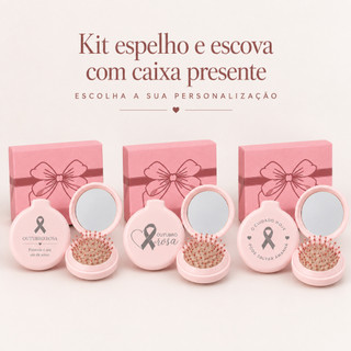 Kit Espelho Escova com Caixa Presente Personalizado ESCOLHA A FRASE ...
