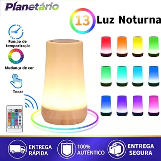 Luminária noturna com textura de madeira, luminária de mesa criativa com controle remoto e 5 níveis de brilho.