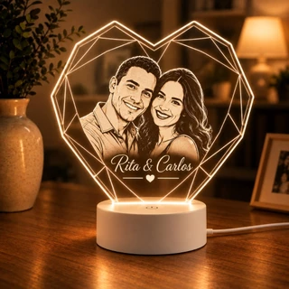 Luminária LED Personalizada Presente Dia Dos Namorados Casal Multicores
