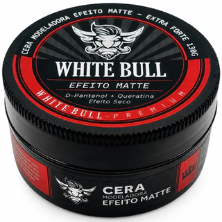 Pomada Cera Matte Premium White Bull 130g – Fixação Intensa, Efeito Seco e Acabamento Natural | Kit 1, 2, 4 ou 6 Unidade