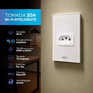 Kit 1, 2 ou 3 Tomadas Inteligente Smart Wi-fi 2.4 GHz 20A 110v/220v Bivolt Branco Avant Neo