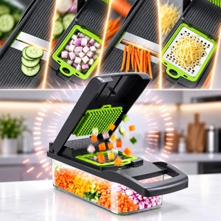 Cortador Fatiador Ralador Multiuso Cozinha Slicer Aço Inox 16 em 1 Legumes Verduras Frutas Alimentos