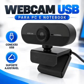 Webcam USB para PC e Notebook com Microfone Integrado e Suporte Ajustável para Videoconferência