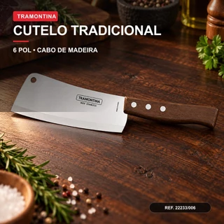 Cutelo Tramontina Tradicional 6 Pol Aço Inox Cabo Madeira 22233/006