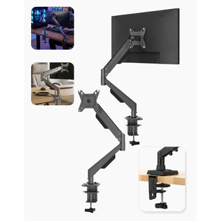 Suporte Duplo Bi-Articulado Sonn para 2 Monitores 13-32": Ferro, Ajuste Total Ergonômico, VESA.