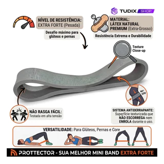 Faixa Elástica Mini Band Grossa Extra Forte Rubber Band Prottector Academia Pilates Treino Funcional