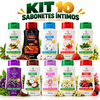 Kit 10 Sabonetes Íntimos Femininos Sortidos Higiene Íntima Fragrâncias Variadas 200ml Bio Instinto