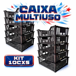 Kit 10 Caixas hortifruti Plásticas Organizadoras Empilháveis Multiuso cesto em Oferta na Shopee