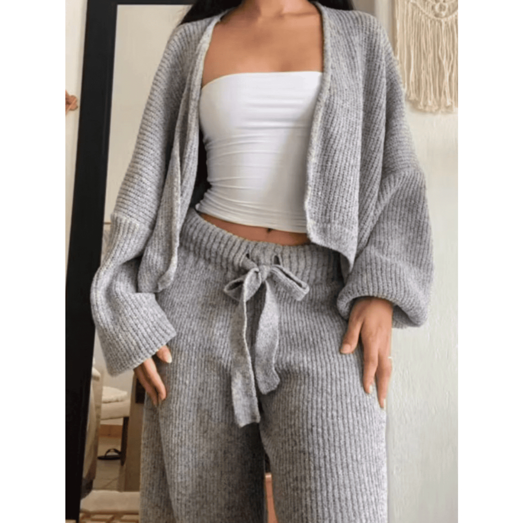 Conjunto Feminino de Tricot Mousse Premium Casaco Cardigan e Calça