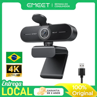 Webcam EMEET C60E 4K Streaming USB Webcam Foco Automático 60fps Microfone Duplo para PC Notebook Preto