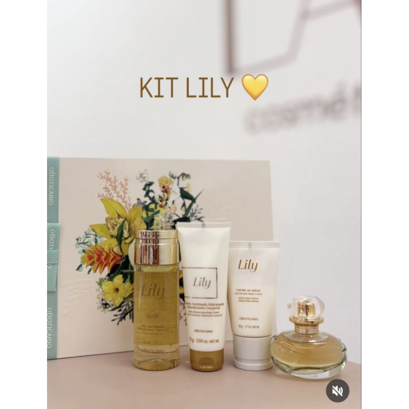 Kit Lily O Boticário Completo Perfume + Óleo Corporal + Hidratante ...